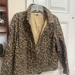 JM Collection Leopard Print Jean Jacket size 12